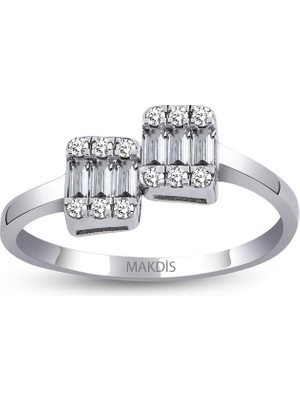 Makdis Pırlanta 0.10 Karat Baget Pırlanta Yüzük