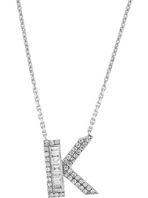 Makdis Pırlanta K Harf Pırlanta Kolye