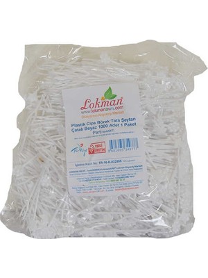 Esranın Dünyası Plastik Cips Börek Tatlı Şeytan Çatalı Beyaz 1000 Adet 1 Paket