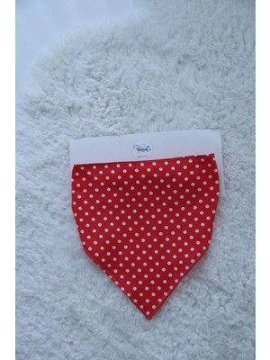Kırmızı Puantiye Desen Üçgen Kadın Bandana Poplin