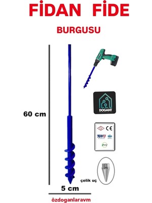 Toprak Burgu Makinesi Matkap Uçlu 60X5CM 2 Adet