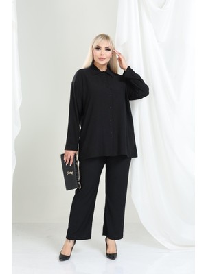 Şuranur BÜRÜMCÜK KUMAŞ GÖMLEK PANTOLON TAKIM M-6XL