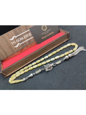 İskeçe Tesbih Ahşap Kutulu 475 Ayar Gümüş Püsküllü Kali̇ngrad Kaya Damla 10.20 Gr.