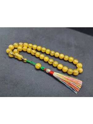 İskeçe Tesbih Ebu Zeyn Usta Eseri̇ Imzalı Iri̇ Boy 12 Kat Ipe Di̇zi̇li̇ Eski̇ Usul Sıkma Kehri̇bar