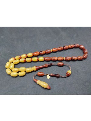 İskeçe Tesbih Ayhan Turan Usta Eseri̇ Ful Hare Ful Damar Eski̇ 0.6 mm Deli̇m Sıkma Kehri̇bar