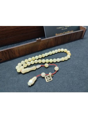 İskeçe Tesbih Ahşap Kutulu Iskeçeli̇ Cemi̇l Usta Esri̇ 4 Parmak  5.20 Gr. Rus Kaya Damla