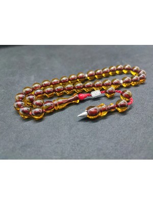 İskeçe Tesbih Zeyzun Usta Eseri̇ (Imza Çi̇vi̇ Ara Pulları Gümüş) Ateş-I Kehri̇bar