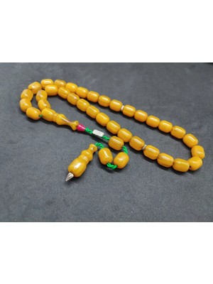 İskeçe Tesbih Zeyzun Usta Eseri̇ Di̇k Damar (Imza Çi̇vi̇ Ara Pulları Gümüş) Sıkma Kehri̇bar