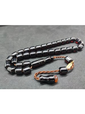 İskeçe Tesbih Hayyani Usta Eseri Çift Zımpara Çift Cilalı  Rengin Zirvesi Bir Sıkma Kehribar Sertifikalı 9631