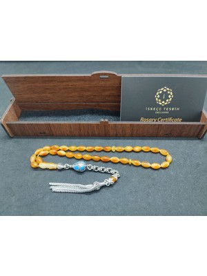 İskeçe Tesbih 475 Ayar Gümüş Püsküllü El Boy Litvanya Kaya Damla 7.49 Gr. Sertifikalı 9480