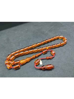 İskeçe Tesbih Isa Balkaya Usta Eseri̇ Eski̇ Usul Kat Kat Ipe Di̇zi̇li̇ Eski̇ Objeden Sıkma Kehri̇bar Sertifikalı 9656