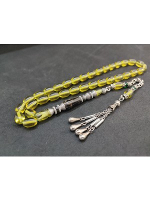 İskeçe Tesbih 475 Ayar Gümüş Püskül 475 Ayar Gümüş Nakkaş Ateş-I Kehribar Sertifikalı 9607