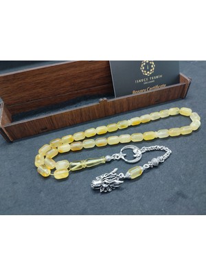 İskeçe Tesbih 475 Ayar Gümüş Püsküllü Litvanya Kaya Damla 18.85 Gr. Sertifikalı 9486