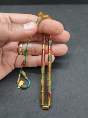 İskeçe Tesbih Serdal Akdeniz Usta Eseri Bilek Boy (Küçük Boy) Ok Gibi Bir Ateş-I Kehribar Sertifikalı 9588