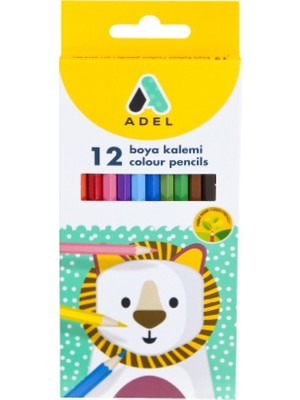 Adel Karton Kuru Boya Kalemi 12 Renk Tam Boy 1 Çift Kolay Açılır ve Uç Kırılmasına Karşı Direnç