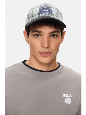 Jermaıne Bej Baseball Cap Ekoseli Kaşe Nakışlı ve Metal Tokalı Standard Fit Unisex Şapka