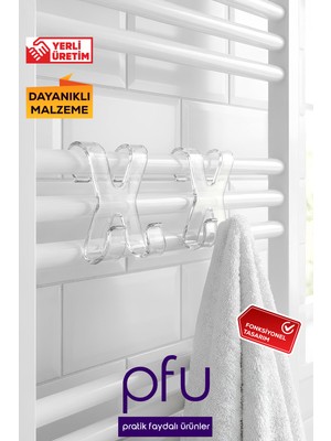PFU Pratik Faydalı Ürünler Havlupan Askısı | Kalorifer Askısı | Bez Havlu Askısı | Banyo Petek Askısı - 2 Li