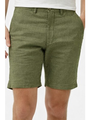 Lacoste Men's Slim Fit Bermuda Shorts Erkek Dar Kesim Keten Bermuda Şort Yeşil