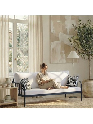 Argimo Sofia Kırlentli Minderli Metal Karyola Krem Minder