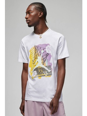 Nike Air Jordan Brand Graphic Ss Crew Grafik Baskılı Erkek Tişört Beyaz