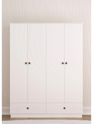 Rabi Mobilya Elif Modern 4 Kapak 2 Çekmeceli Gardırop