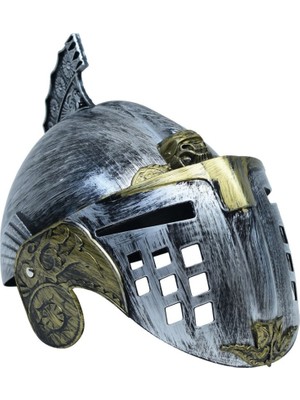 Esranın Dünyası Gümüş Üzeri Altın Renk Oynar Başlıklı Romalı Bizans Kaskı Miğferi 25X20 cm RSPRD34-ESRDNS
