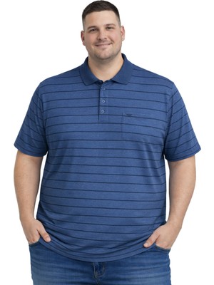 Battal Moda Battalmoda Erkek Büyük Beden Polo Yaka Çizgili Cepli Kısa Kollu Tişört 3xl-4xl-5xl-6xl