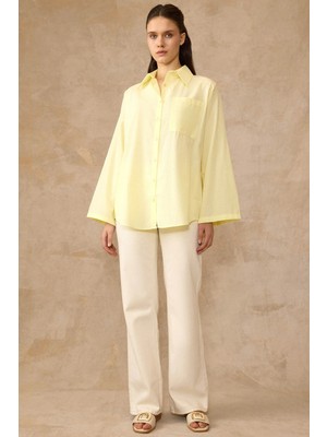 Olcay Ispanyol Kol Salaş Pamuklu Gömlek Sarı 9365