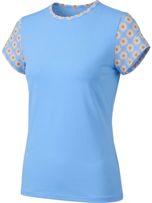 Look Me Mavi Papatya Desenli Kısa Kollu Deniz ve Havuz T-Shirt