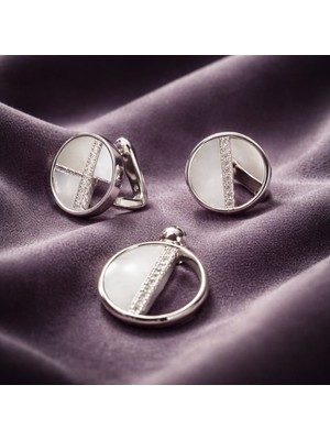 Jane Silver 925 Ayar Gümüş Sedefli Daire 2'li Set