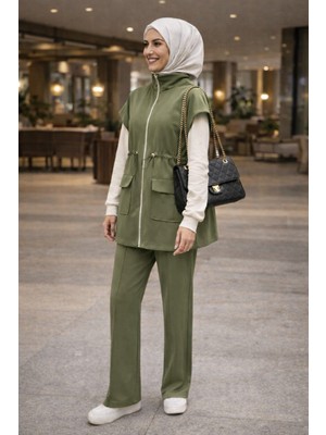 Esra Butik Modern Şık Yelekli 2’li Takım – Rahat Kesim Günlük Tesettür Spor Kombin