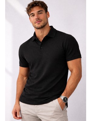 QS Erkek Polo Yaka Düz Tişört  Terletmez Rahat Slim Fit Kumaş