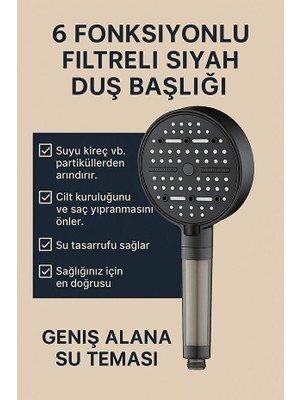 Kustar 5 Fonksiyonlu Mineral Boncuklu Duş Başlığı – Alkali & Yumuşak Su Teknolojisi