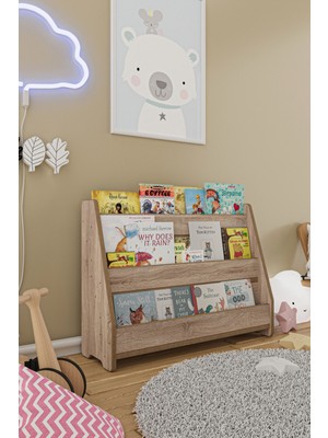 Montessori Mdf Çocuk Kitaplığı-Yer Kitaplığı