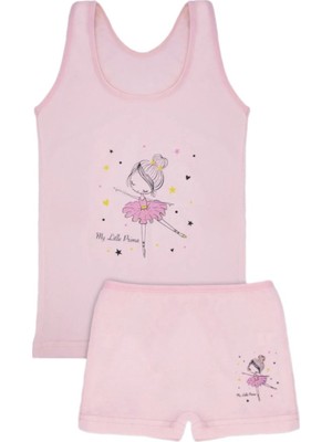 Kız 3/12 Yaş Karışık Desenli Atlet ve Boxer Set