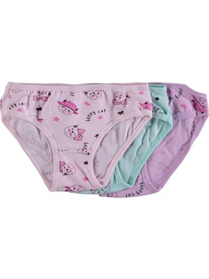 Kız 2-13 Yaş Kedi Desenli Slip Külot