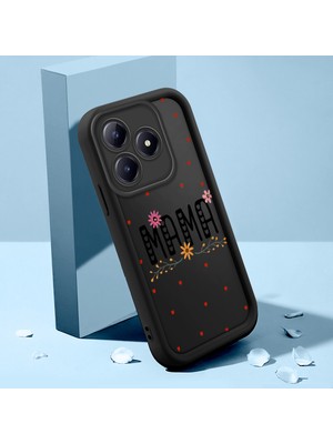 HONTINGA Realme Note 60 ile Uyumlu Kılıfı Düşüme Önleyici Basitlik Anti Düşme Kamera Korumali Şirin Kedi Kalp Siyah Desen Yumuşak Silikon Telefon Kılıfı Kadın ve Erkek Için Uygundur K2-0413