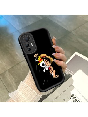 HONTINGA Xiaomi Mi 13 Lite ile Uyumlu Kılıfı Düşüme Önleyici Basitlik Anti Düşme Kamera Korumali Karikatür Siyah Desen Yumuşak Silikon Telefon Kılıfı Kadın ve Erkek Için Uygundur K2-0414