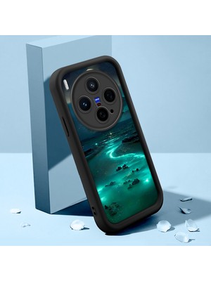 HONTINGA Vivo X300 ile Uyumlu Kılıfı Düşüme Önleyici Basitlik Anti Düşme Kamera Korumali Şirin Kedi Manzara Siyah Desen Yumuşak Silikon Telefon Kılıfı Kadın ve Erkek Için Uygundur K2-0416