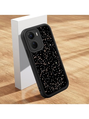 HONTINGA Vivo Y16 ile Uyumlu Kılıfı Düşüme Önleyici Basitlik Anti Düşme Kamera Korumali Şirin Kedi Manzara Siyah Desen Yumuşak Silikon Telefon Kılıfı Kadın ve Erkek Için Uygundur K2-0416