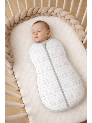 Mimocan %100 Pamuklu Organik Yumuşak Penye Uyku Tulumu Yenidoğan Fermuarlı Kundak 60X35 cm
