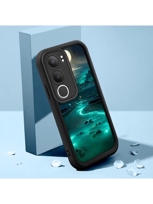 HONTINGA Vivo Y19S ile Uyumlu Kılıfı Düşüme Önleyici Basitlik Anti Düşme Kamera Korumali Şirin Kedi Manzara Siyah Desen Yumuşak Silikon Telefon Kılıfı Kadın ve Erkek Için Uygundur K2-0416