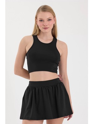 Lamodemapass Kadın Siyah Spor Crop Top BLZ-00188