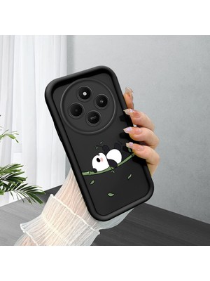 HONTINGA Xiaomi Redmi A4 ile Uyumlu Kılıfı Düşüme Önleyici Basitlik Anti Düşme Kamera Korumali Karikatür Siyah Desen Yumuşak Silikon Telefon Kılıfı Kadın ve Erkek Için Uygundur K2-0414