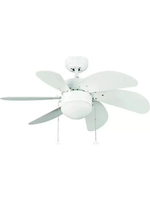 Kendal KCF281 60W 30 Inç Beyaz Altı Kanatlı Lambalı Ipli Tavan Vantilatörü