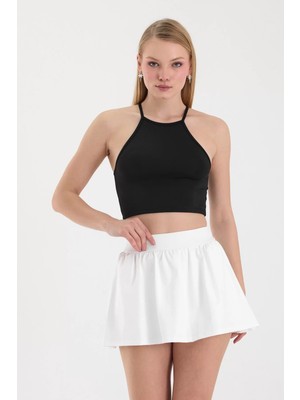 Lamodemapass Kadın Siyah Bisiklet Yaka Crop Top BLZ-00187