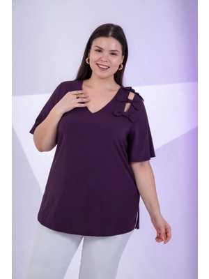 Roxxlen Kadın Büyük Beden Fiyonk Detaylı Bluz