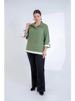 Roxxlen Büyük Beden Kadın Garnili Bluz