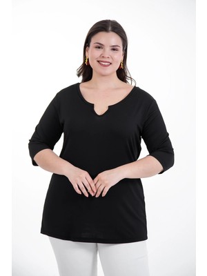Roxxlen Kadın Büyük Beden Yaka Detaylı Badi