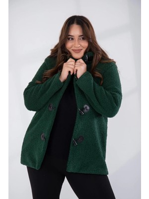 Roxxlen Büyük Beden Welsoft Kapüşonlu Kısa Kaban